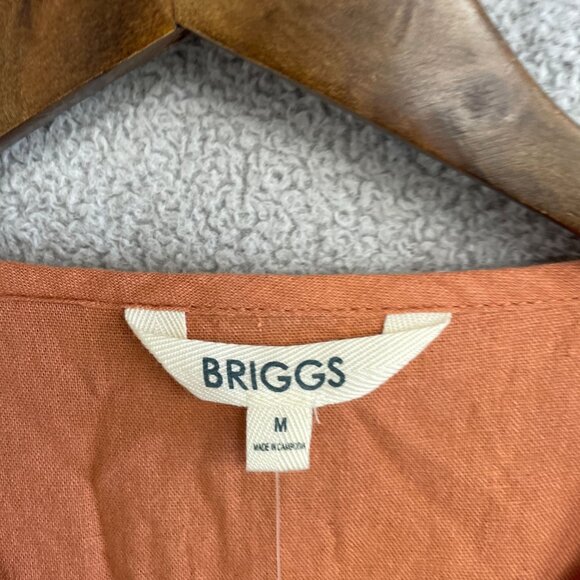 NEW Briggs Women's M Flutter Sleeve Linen Blend Midi SunDress Rust Orange - Picture 8 of 12